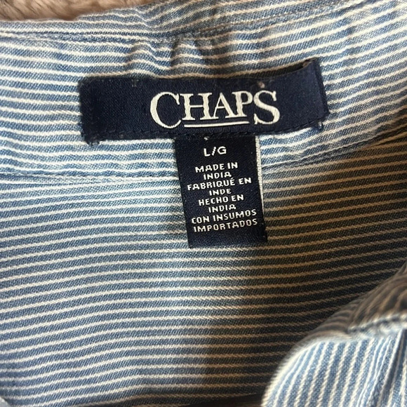 Chaps Lyocell striped denim style button down - Picture 4 of 9
